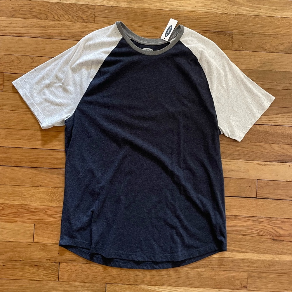 Old Navy Black and Gray Short Sleeve Raglan Tee